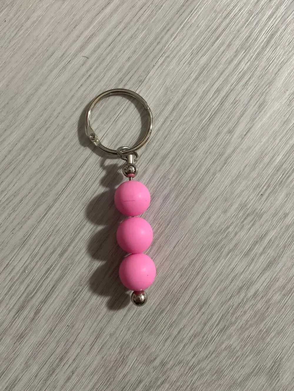 Pink bead purse charm keychain